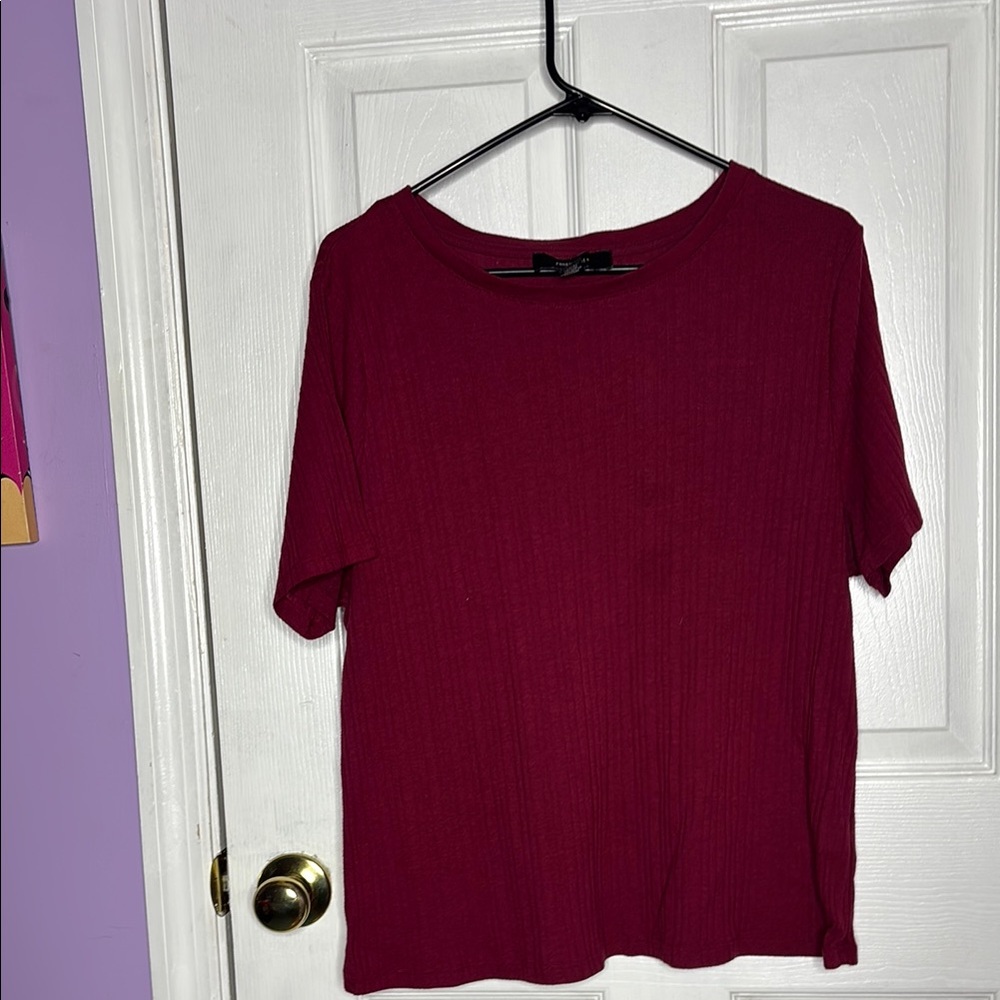 Forever 21 Red Ribbed Short Sleeve T-Shirt - Picture 2 of 6